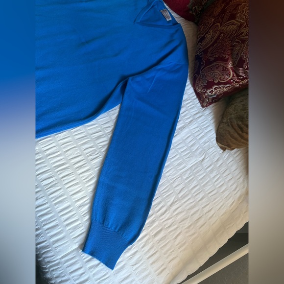 Maus & Hoffman Men's V-Neck Sweater in Vibrant Blue - Picture 10 of 12